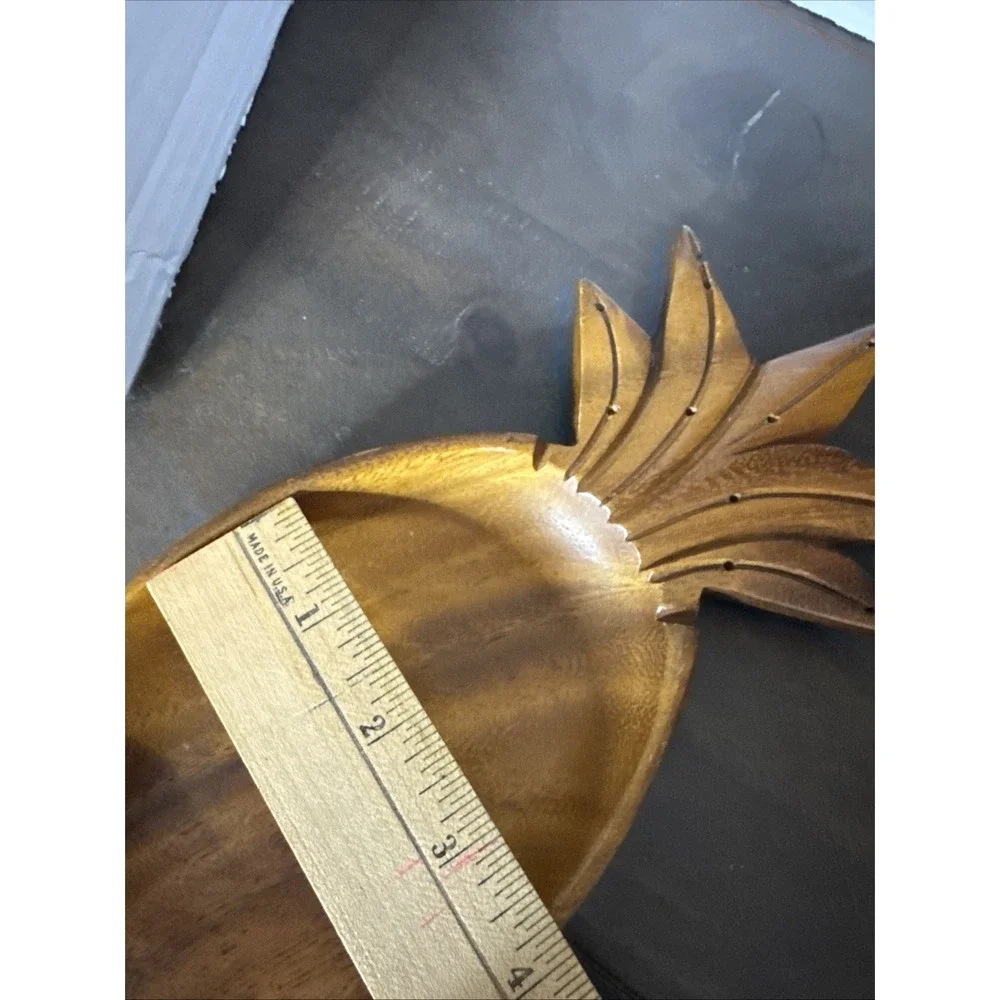 Vintage Genuine Wooden Serving Bowl Pineapple Monkey Pods Hardwood Hawaii